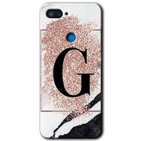 Xiaomi Mi 8 Lite Pembe Mermer Desenli G Harfi Baskılı Uyumlu Silikon Kılıf