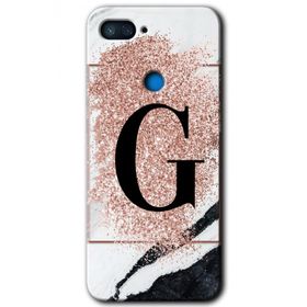 Xiaomi Mi 8 Lite Pembe Mermer Desenli G Harfi Baskılı Uyumlu Silikon Kılıf
