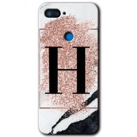 Xiaomi Mi 8 Lite Pembe Mermer Desenli H Harfi Baskılı Uyumlu Silikon Kılıf