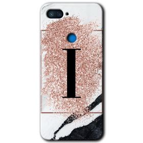 Xiaomi Mi 8 Lite Pembe Mermer Desenli İ Harfi Baskılı Uyumlu Silikon Kılıf