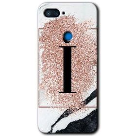 Xiaomi Mi 8 Lite Pembe Mermer Desenli İ Harfi Baskılı Uyumlu Silikon Kılıf