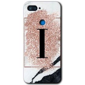Xiaomi Mi 8 Lite Pembe Mermer Desenli İ Harfi Baskılı Uyumlu Silikon Kılıf