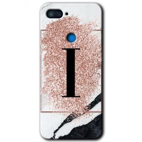 Xiaomi Mi 8 Lite Pembe Mermer Desenli İ Harfi Baskılı Uyumlu Silikon Kılıf