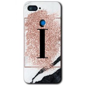 Xiaomi Mi 8 Lite Pembe Mermer Desenli İ Harfi Baskılı Uyumlu Silikon Kılıf
