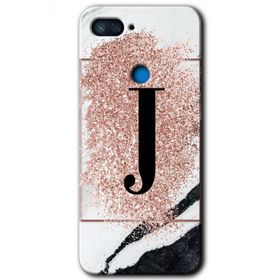 Xiaomi Mi 8 Lite Pembe Mermer Desenli J Harfi Baskılı Uyumlu Silikon Kılıf