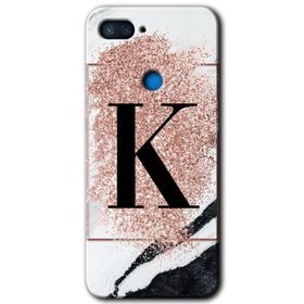 Xiaomi Mi 8 Lite Pembe Mermer Desenli K Harfi Baskılı Uyumlu Silikon Kılıf