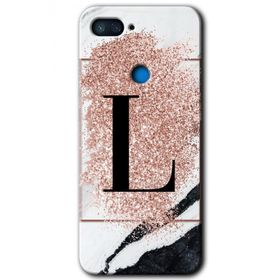 Xiaomi Mi 8 Lite Pembe Mermer Desenli L Harfi Baskılı Uyumlu Silikon Kılıf