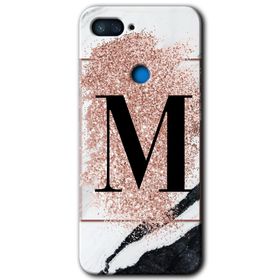 Xiaomi Mi 8 Lite Pembe Mermer Desenli M Harfi Baskılı Uyumlu Silikon Kılıf