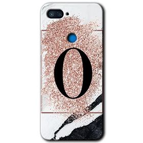 Xiaomi Mi 8 Lite Pembe Mermer Desenli O Harfi Baskılı Uyumlu Silikon Kılıf