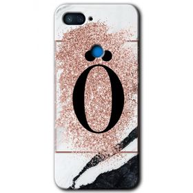 Xiaomi Mi 8 Lite Pembe Mermer Desenli O Harfi Baskılı Uyumlu Silikon Kılıf