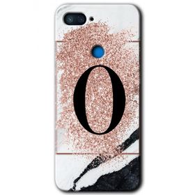Xiaomi Mi 8 Lite Pembe Mermer Desenli O Harfi Baskılı Uyumlu Silikon Kılıf