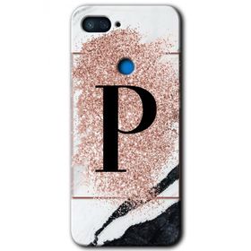 Xiaomi Mi 8 Lite Pembe Mermer Desenli P Harfi Baskılı Uyumlu Silikon Kılıf
