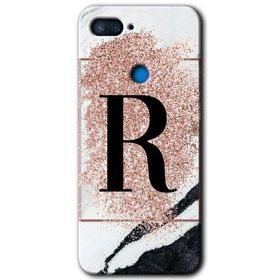 Xiaomi Mi 8 Lite Pembe Mermer Desenli R Harfi Baskılı Uyumlu Silikon Kılıf