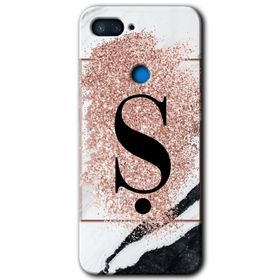 Xiaomi Mi 8 Lite Pembe Mermer Desenli S Harfi Baskılı Uyumlu Silikon Kılıf