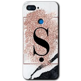 Xiaomi Mi 8 Lite Pembe Mermer Desenli S Harfi Baskılı Uyumlu Silikon Kılıf
