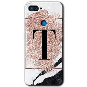 Xiaomi Mi 8 Lite Pembe Mermer Desenli T Harfi Baskılı Uyumlu Silikon Kılıf