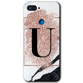 Xiaomi Mi 8 Lite Pembe Mermer Desenli Ü Harfi Baskılı Uyumlu Silikon Kılıf