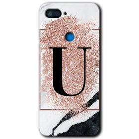 Xiaomi Mi 8 Lite Pembe Mermer Desenli Ü Harfi Baskılı Uyumlu Silikon Kılıf