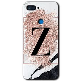 Xiaomi Mi 8 Lite Pembe Mermer Desenli Z Harfi Baskılı Uyumlu Silikon Kılıf