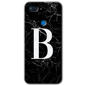 Xiaomi Mi 8 Lite Siyah Mermer Desenli B Harfi Baskılı Uyumlu Silikon Kılıf