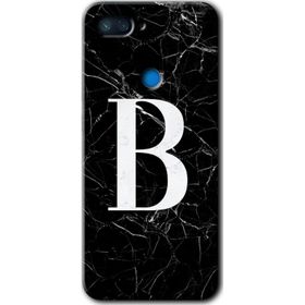Xiaomi Mi 8 Lite Siyah Mermer Desenli B Harfi Baskılı Uyumlu Silikon Kılıf