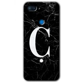Xiaomi Mi 8 Lite Siyah Mermer Desenli C Harfi Baskılı Uyumlu Silikon Kılıf