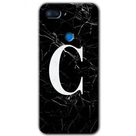 Xiaomi Mi 8 Lite Siyah Mermer Desenli C Harfi Baskılı Uyumlu Silikon Kılıf