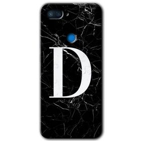 Xiaomi Mi 8 Lite Siyah Mermer Desenli D Harfi Baskılı Uyumlu Silikon Kılıf