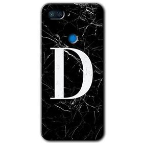 Xiaomi Mi 8 Lite Siyah Mermer Desenli D Harfi Baskılı Uyumlu Silikon Kılıf