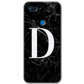 Xiaomi Mi 8 Lite Siyah Mermer Desenli D Harfi Baskılı Uyumlu Silikon Kılıf