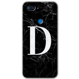 Xiaomi Mi 8 Lite Siyah Mermer Desenli D Harfi Baskılı Uyumlu Silikon Kılıf