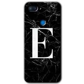 Xiaomi Mi 8 Lite Siyah Mermer Desenli E Harfi Baskılı Uyumlu Silikon Kılıf