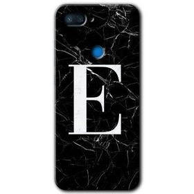 Xiaomi Mi 8 Lite Siyah Mermer Desenli E Harfi Baskılı Uyumlu Silikon Kılıf