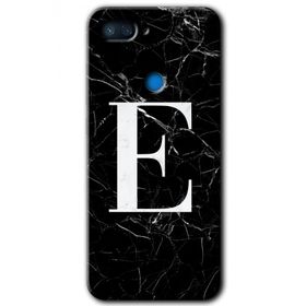 Xiaomi Mi 8 Lite Siyah Mermer Desenli E Harfi Baskılı Uyumlu Silikon Kılıf