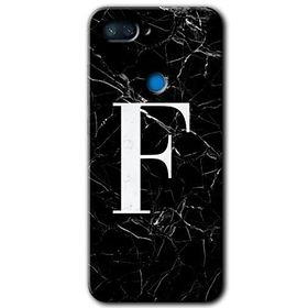 Xiaomi Mi 8 Lite Siyah Mermer Desenli F Harfi Baskılı Uyumlu Silikon Kılıf