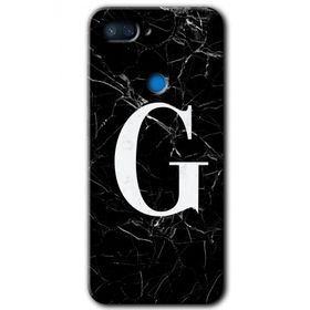 Xiaomi Mi 8 Lite Siyah Mermer Desenli G Harfi Baskılı Uyumlu Silikon Kılıf