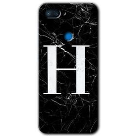 Xiaomi Mi 8 Lite Siyah Mermer Desenli H Harfi Baskılı Uyumlu Silikon Kılıf