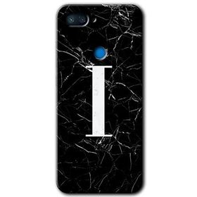 Xiaomi Mi 8 Lite Siyah Mermer Desenli İ Harfi Baskılı Uyumlu Silikon Kılıf