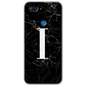 Xiaomi Mi 8 Lite Siyah Mermer Desenli İ Harfi Baskılı Uyumlu Silikon Kılıf