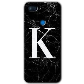 Xiaomi Mi 8 Lite Siyah Mermer Desenli K Harfi Baskılı Uyumlu Silikon Kılıf