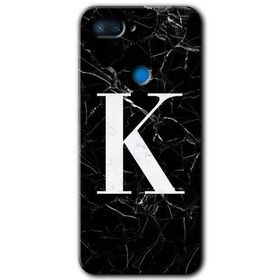 Xiaomi Mi 8 Lite Siyah Mermer Desenli K Harfi Baskılı Uyumlu Silikon Kılıf