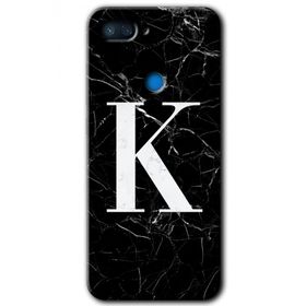 Xiaomi Mi 8 Lite Siyah Mermer Desenli K Harfi Baskılı Uyumlu Silikon Kılıf