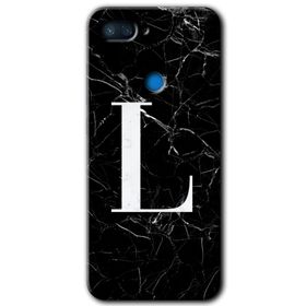 Xiaomi Mi 8 Lite Siyah Mermer Desenli L Harfi Baskılı Uyumlu Silikon Kılıf