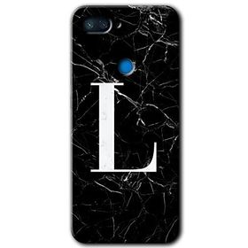 Xiaomi Mi 8 Lite Siyah Mermer Desenli L Harfi Baskılı Uyumlu Silikon Kılıf