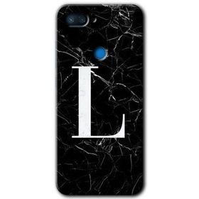 Xiaomi Mi 8 Lite Siyah Mermer Desenli L Harfi Baskılı Uyumlu Silikon Kılıf
