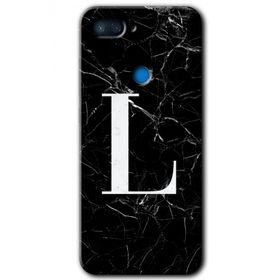 Xiaomi Mi 8 Lite Siyah Mermer Desenli L Harfi Baskılı Uyumlu Silikon Kılıf