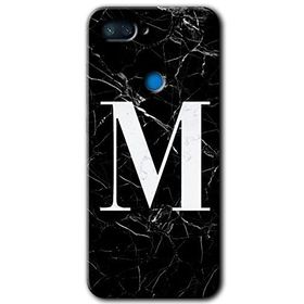 Xiaomi Mi 8 Lite Siyah Mermer Desenli M Harfi Baskılı Uyumlu Silikon Kılıf