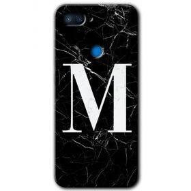 Xiaomi Mi 8 Lite Siyah Mermer Desenli M Harfi Baskılı Uyumlu Silikon Kılıf