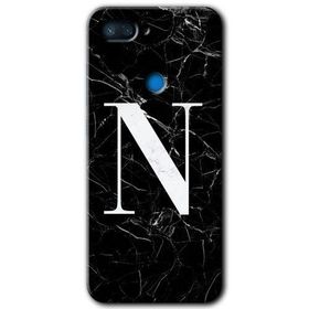 Xiaomi Mi 8 Lite Siyah Mermer Desenli N Harfi Baskılı Uyumlu Silikon Kılıf