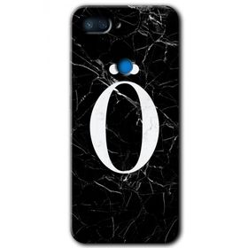 Xiaomi Mi 8 Lite Siyah Mermer Desenli O Harfi Baskılı Uyumlu Silikon Kılıf